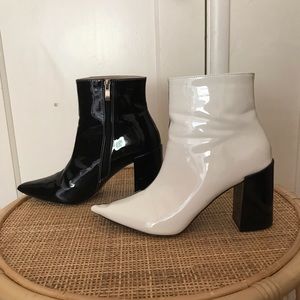 Nasty Gal Faux Patent Leather B&W Booties